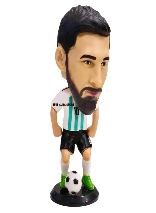 Blue Aura Messi Action Figure Height - 10cm for Football Fans | Assembly Required | Car Decor Study Table Collectible Multicolour PVC | Messi Figure - Image 1