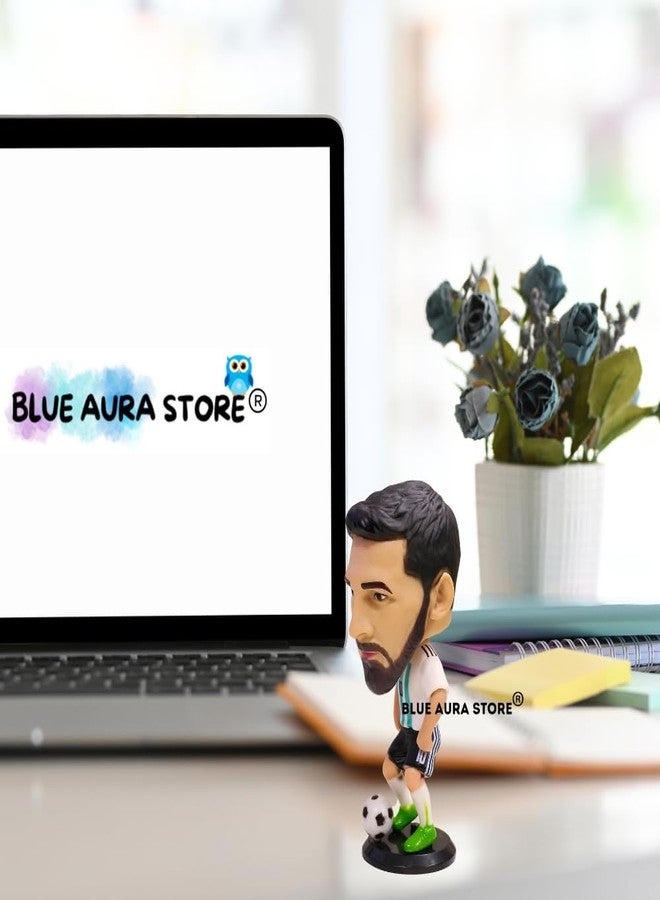 Blue Aura Messi Action Figure Height - 10cm for Football Fans | Assembly Required | Car Decor Study Table Collectible Multicolour PVC | Messi Figure - Image 4