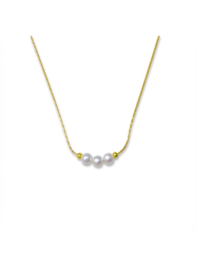 BLUELOTUSSE Real Freshwater Pearl Smile Necklace – 5.5–6mm Handpicked Natural Pearls, Minimal 3 Beads Choker, Mother’s Day Gift for Mom, Elegant Pearl Necklace for Women - Image 2