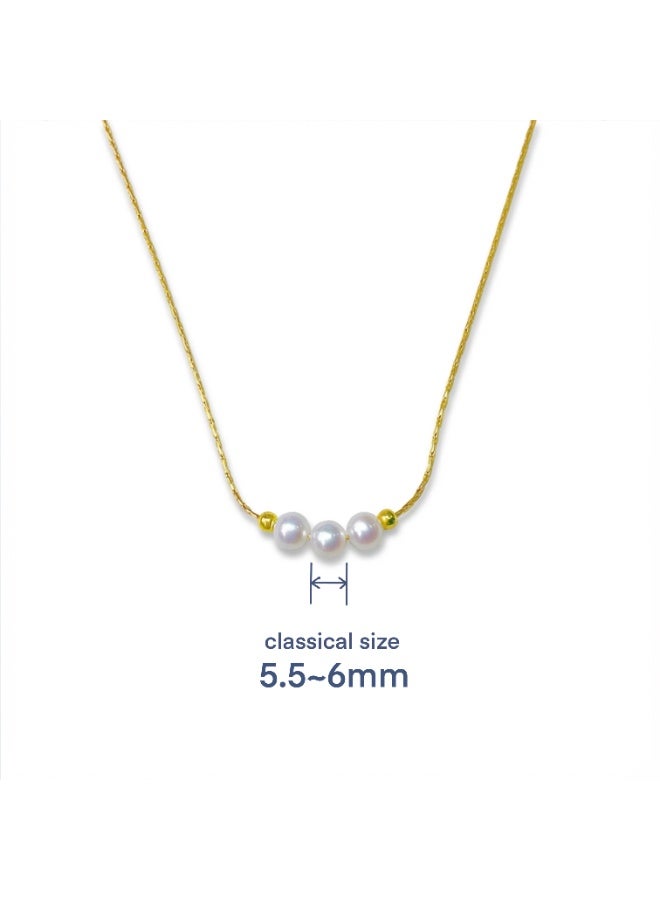 BLUELOTUSSE Real Freshwater Pearl Smile Necklace – 5.5–6mm Handpicked Natural Pearls, Minimal 3 Beads Choker, Mother’s Day Gift for Mom, Elegant Pearl Necklace for Women - Image 3