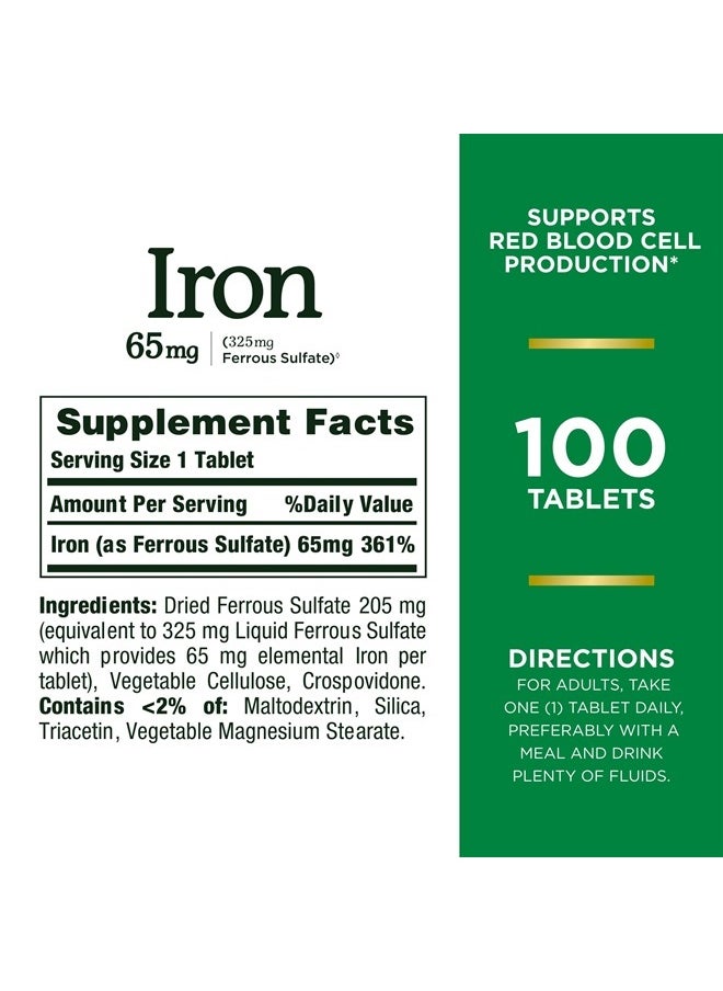 NATURE'S BOUNTY Iron, 65 mg, 100 Tablets  - Image 2