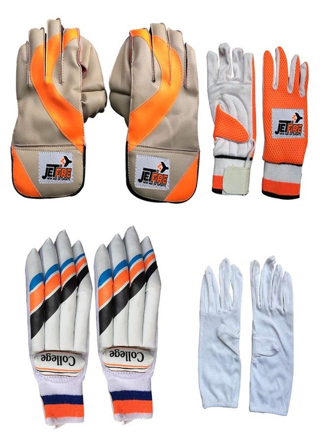JetFire Ibex Basic College Wicket Keeping Gloves & College Batting Gloves with Inner Gloves Combos - Image 1