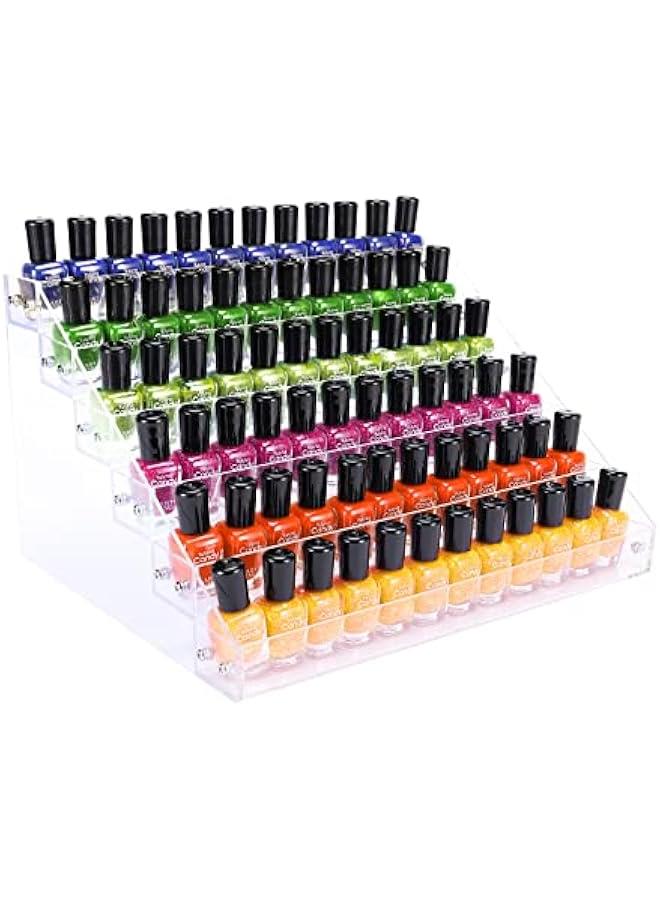 Arabest Acrylic Nail Polish Organizer Rack, 6 Tier Holder Stand, Paint Rack Gel Nail Polish Shelf Display, Sunglass Organizer, Essential Oils Storage Shelf, Holds Up to 72 Bottles  - Image 1