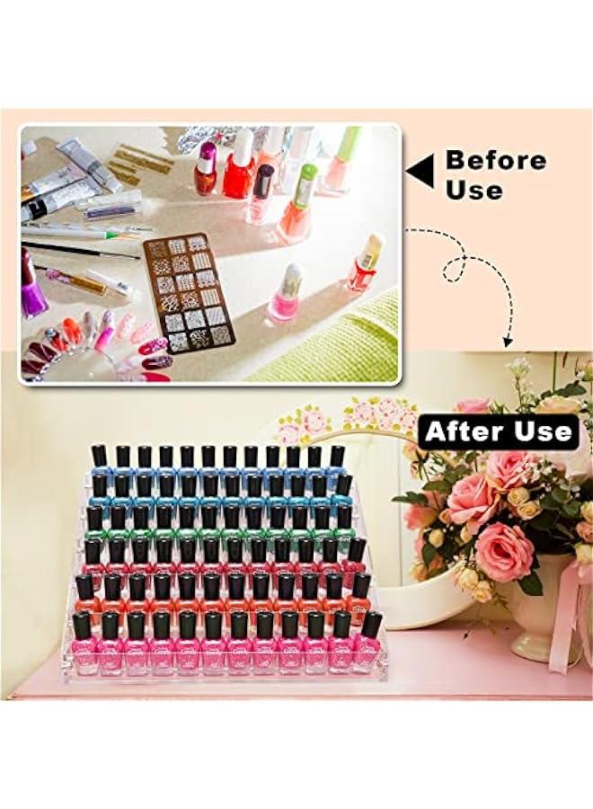Arabest Acrylic Nail Polish Organizer Rack, 6 Tier Holder Stand, Paint Rack Gel Nail Polish Shelf Display, Sunglass Organizer, Essential Oils Storage Shelf, Holds Up to 72 Bottles  - Image 2
