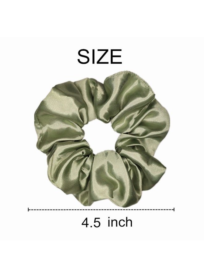 Sufermoe 12 Pcs Soft Satin Silk Hair Scrunchies, 4.5 Inch, Light Gray Green, Hair Ties for Women and Girls, Hair Accessories - Image 3