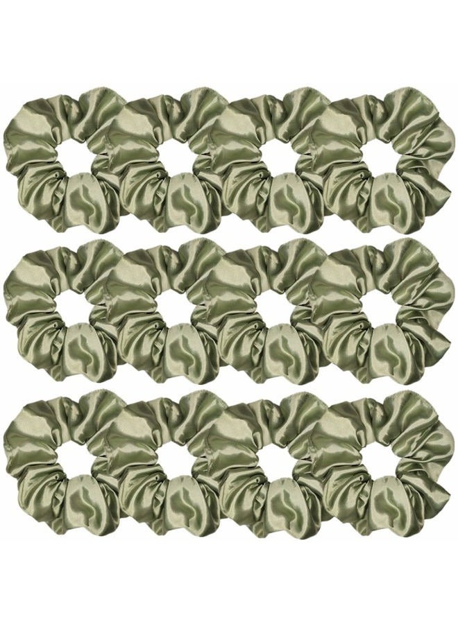Sufermoe 12 Pcs Soft Satin Silk Hair Scrunchies, 4.5 Inch, Light Gray Green, Hair Ties for Women and Girls, Hair Accessories - Image 4