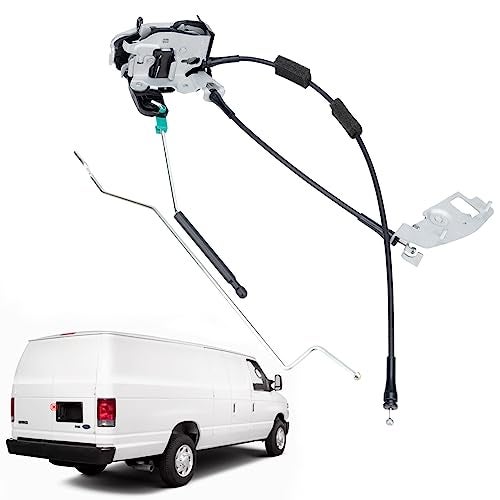 Qagea Rear Door Lock Latch Cable & Rod - Right Passenger Side - Fit for 1992-2019 Ford E150 E250 E350 E450, Back Cargo Door Latch Cables Kit Replaces# 8C2Z-15431A02-C AC2Z-15431A02-A 6C2Z-15431A02-AA - Image 1