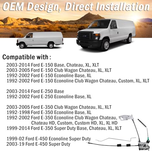 Qagea Rear Door Lock Latch Cable & Rod - Right Passenger Side - Fit for 1992-2019 Ford E150 E250 E350 E450, Back Cargo Door Latch Cables Kit Replaces# 8C2Z-15431A02-C AC2Z-15431A02-A 6C2Z-15431A02-AA - Image 3