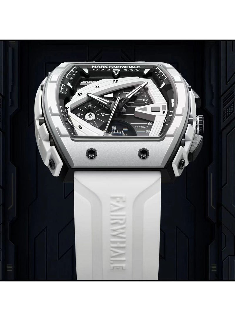 Mark Fairwhale Men's Quartz Luxury Sports Waterproof Resin Strap Tonneau Watch 5690WTBK - Image 3