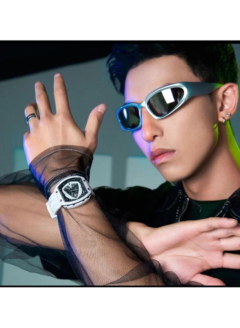 Mark Fairwhale Men's Quartz Luxury Sports Waterproof Resin Strap Tonneau Watch 5690WTBK - Image 4