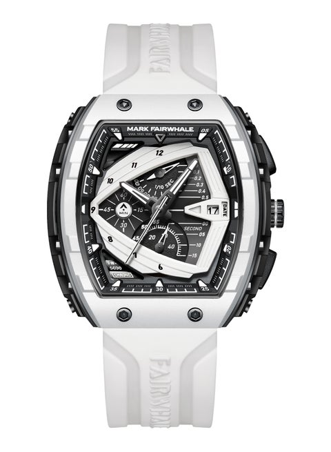 Men's Quartz Luxury Sports Waterproof Resin Strap Tonneau Watch 5690WTBK