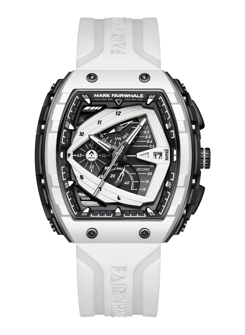 Mark Fairwhale Men's Quartz Luxury Sports Waterproof Resin Strap Tonneau Watch 5690WTBK - Image 1