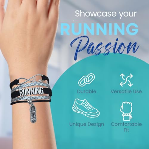Infinity Collection Running Gifts- Runner Bracelet, Running Jewelry, Adjustable Running Charm Bracelet- Ideal Cross Country, Track, Marathon Gifts - Image 2