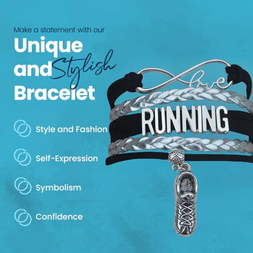 Infinity Collection Running Gifts- Runner Bracelet, Running Jewelry, Adjustable Running Charm Bracelet- Ideal Cross Country, Track, Marathon Gifts - Image 3