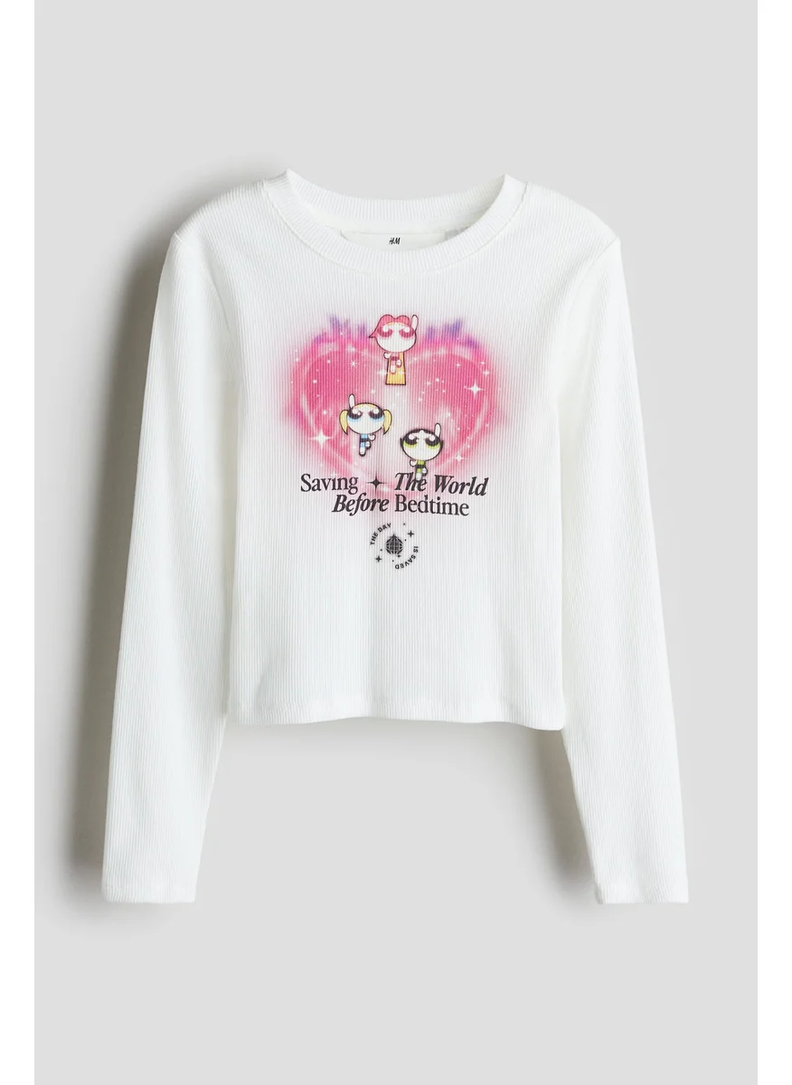 اتش اند ام Print-Motif Jersey Top