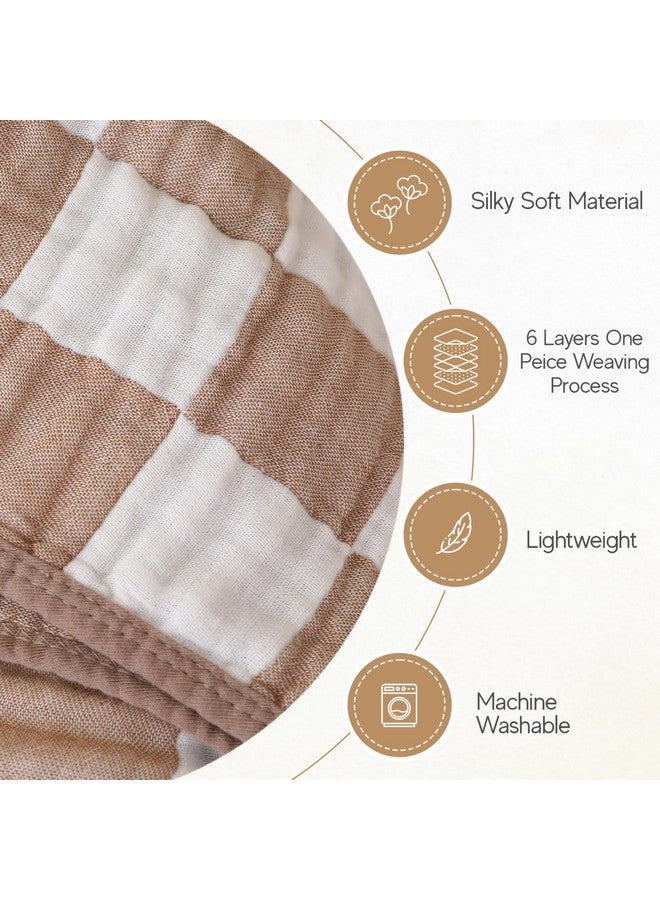 HardNok Ultra Soft Muslin Baby Towel Set 4-Piece - Muslin & Bamboo Viscose Blend, Ideal for Bath & Beach, Perfect for Baby Boys & Girls, (Coffee Checkered, 32x32 inches) - Image 3