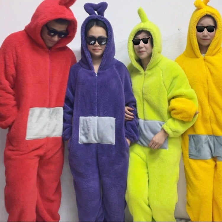 بيجامة واحدة من الرسوم المتحركة لطيف تيليتابيز لخريف وشتاء، دنج دنج لالا شو، مخمل سميك للرجال والنساء، ملابس منزلية - Image 2