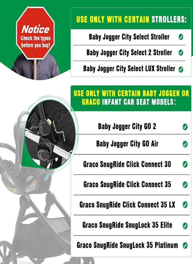 Hiumtree Car Seat Adapter for Stroller Compatible with Baby Jogger (City Go/City Select) & Graco Car Seats City Select Stroller Accessories Car Seat Adapter for Stroller Nylon, Black - Image 3
