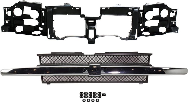 Garage-Pro Grille Assembly Set of 2 for 2002-2005 Chevrolet Trailblazer & Trailblazer EXT - Painted Black Shell and Insert