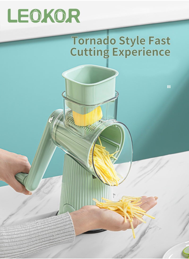 LEOKOR Multifunction Food Chopper Vegetable Slicer with Container Manual Drum Vegetable Cutter  - Image 2