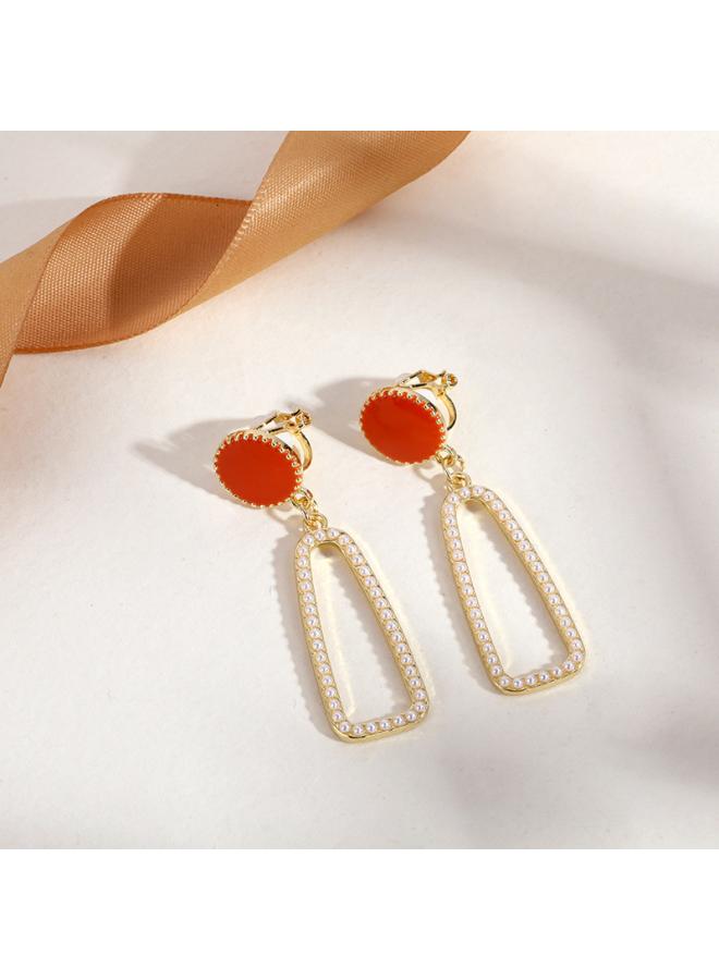 Triangle Tassel Ear Clip Without Ear Hole High-grade Minority Art Retro Socialite Ear Hanging Light Luxury High-quality Earrings 