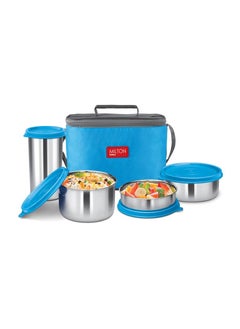 Milton Delicious Combo Stainless Steel Insulated Tiffin Set Of 4 (3 Container & 1 Tumbler) Blue