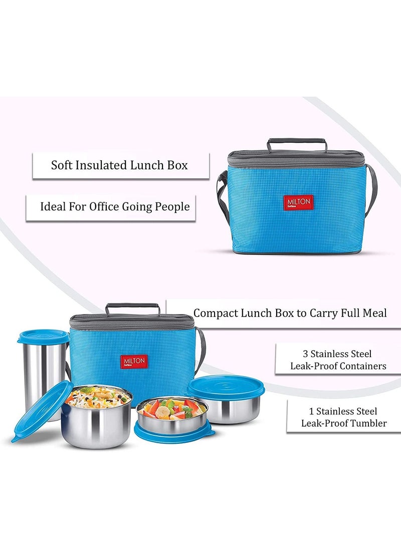 Milton - Milton Delicious Combo Stainless Steel Insulated Tiffin Set Of 4 (3 Container & 1 Tumbler) Blue - Image 1