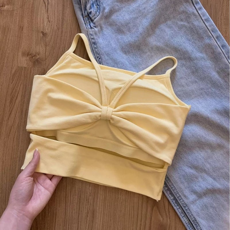 Hollow-out Backless Camisole Top with Built-in Bra Pads - Image 4