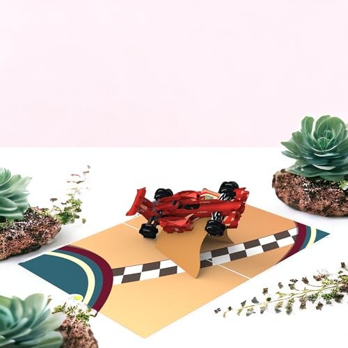 Rykamia Formula 1 Car Pop-Up Greeting Card, Red, Cartoon, Modern, 4x6 inches, Birthday, Father's Day, Thank You, Congratulations, Good Luck, Formula 1 Racing Fan Gift - Image 5