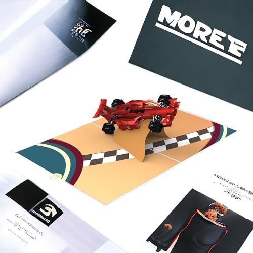 Rykamia Formula 1 Car Pop-Up Greeting Card, Red, Cartoon, Modern, 4x6 inches, Birthday, Father's Day, Thank You, Congratulations, Good Luck, Formula 1 Racing Fan Gift - Image 3