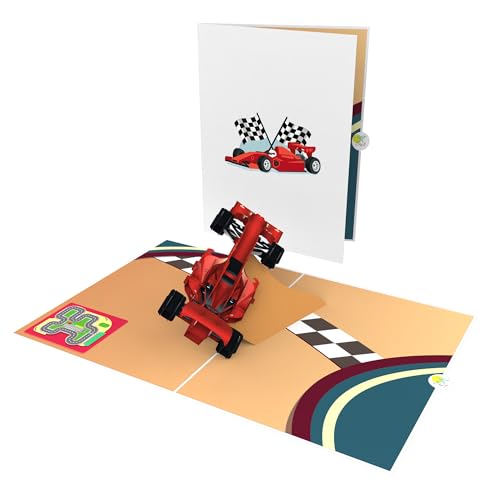 Rykamia Formula 1 Car Pop-Up Greeting Card, Red, Cartoon, Modern, 4x6 inches, Birthday, Father's Day, Thank You, Congratulations, Good Luck, Formula 1 Racing Fan Gift - Image 1