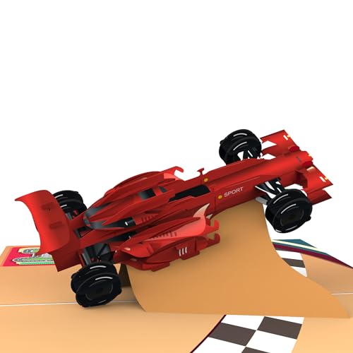Rykamia Formula 1 Car Pop-Up Greeting Card, Red, Cartoon, Modern, 4x6 inches, Birthday, Father's Day, Thank You, Congratulations, Good Luck, Formula 1 Racing Fan Gift - Image 2