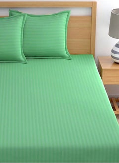 MAXQON Fitted Bed Sheet +2Pcs Pillow Covers, King/Queen/Double/Single Sizes, Color Green  - Image 4