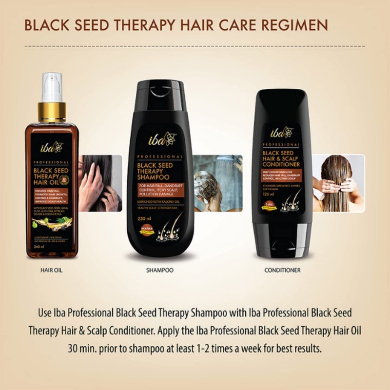 Iba Black Seed Therapy Shampoo Conditioner Hair Oil Combo 230 ml  125 ml  240 ml  Kalonji For Hair Fall Dandruff Itchy Scalp  No Sulfate No Paraben  Halal Certified  Vegan - Image 3