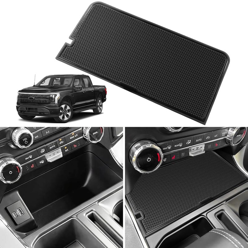 غطاء منظم حجرة الكونسول المركزي لملحقات فورد F150 من 2021 إلى 2025 2022 إلى 2025 Lightning XLT PRO لوحة داخلية مخفية غطاء جيب سري فتحة USB تناسب الجيب المفتوح أمام ناقل الحركة
