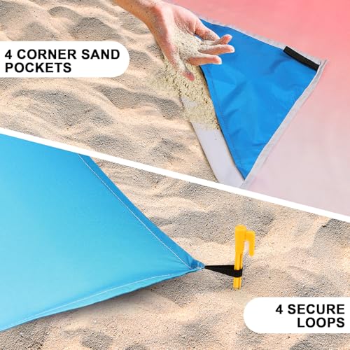 WIWIGO Beach Blanket Waterproof Sandproof Beach Mat 79 X 8310x9for 28 Adults Quick Drying Outdoor Picnic Mat Beach Accessories for Travel Camping Hiking - Image 3