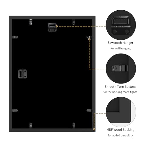 YESKAY Picture Frame Collage 5x7 - Rustic Black 4 Opening 5 x 7 Photo Frame Display,Multiple Photo Collage Frames with Tempered Glass for Wall Mounting 1 Pack - Image 4