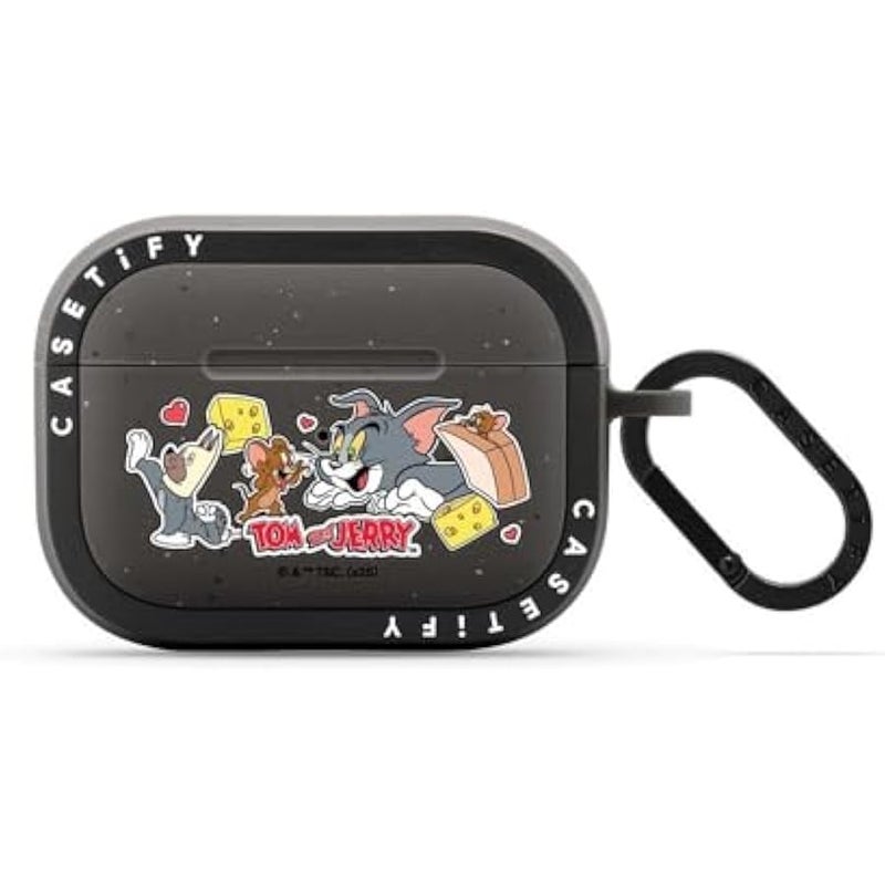Casetify Airpods Pro (1st/2nd Gen) Bounce Case with Ring 【Tom and Jerry Colab】 - Family Sticker - Matte Charcoal - Image 1