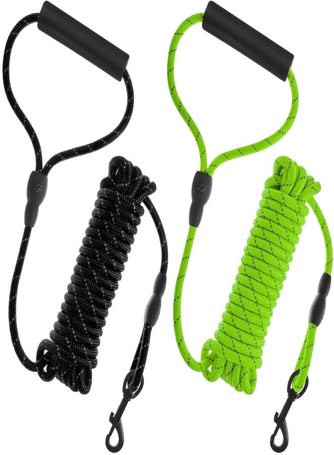 Ribbonlic 2 Pack Floating Dog Leash for Swimming 20ft Long Dog Training Leash Reflective Rope with Soft Padded Handle & Swivel Hook Heavy Duty Waterproof Lead for Small Medium Large Dogs, Black Green - Image 1