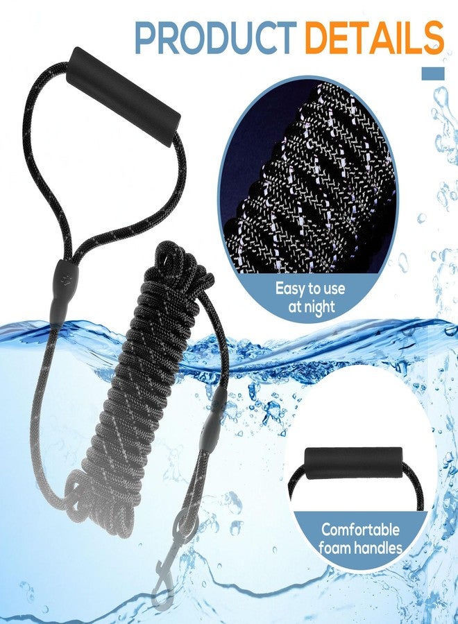 Ribbonlic 2 Pack Floating Dog Leash for Swimming 20ft Long Dog Training Leash Reflective Rope with Soft Padded Handle & Swivel Hook Heavy Duty Waterproof Lead for Small Medium Large Dogs, Black Green - Image 3