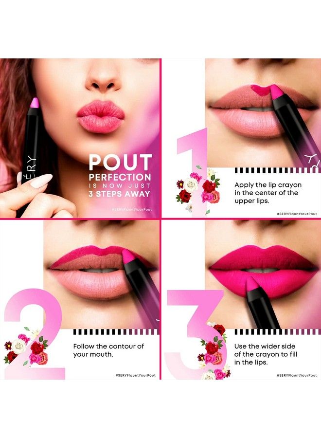 SERY Soft Matte Lip Crayon;Creamy Matte Texture Lipstick Light Weight Long Lastingtransferproof Highly Pigmented Single Stroke Application;Endless Plum 2.4 Gms - Image 3