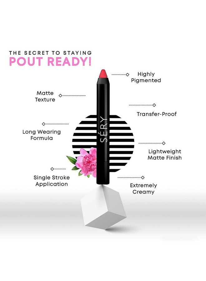 SERY Soft Matte Lip Crayon;Creamy Matte Texture Lipstick Light Weight Long Lastingtransferproof Highly Pigmented Single Stroke Application;Endless Plum 2.4 Gms - Image 4