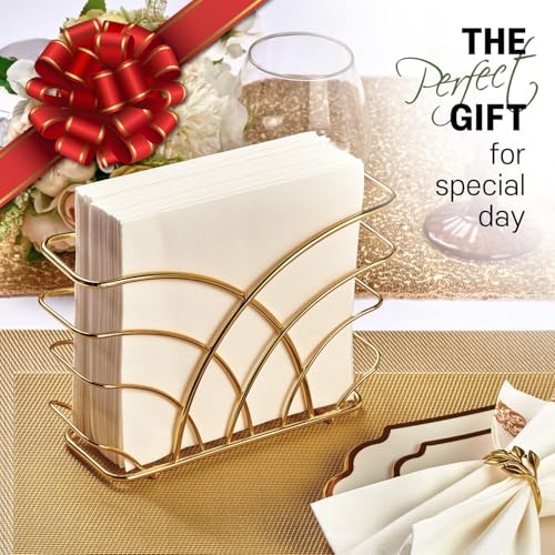 Craftland Metal Napkin Holder for Tableware with Weighted Arm,Square Paper Napkin Towel Holder,Decoratve Design,Modern Napkin Stand for Kitchen,Restaurant, Dining Table,Hotel,Gold (Tree Shape) - Image 3
