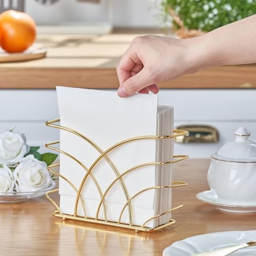 Craftland Metal Napkin Holder for Tableware with Weighted Arm,Square Paper Napkin Towel Holder,Decoratve Design,Modern Napkin Stand for Kitchen,Restaurant, Dining Table,Hotel,Gold (Tree Shape) - Image 5