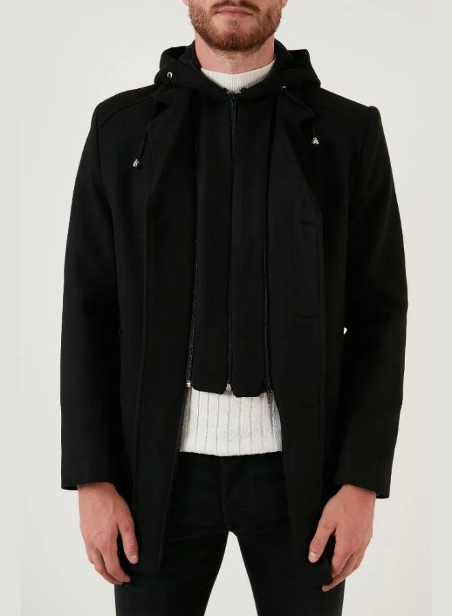 Buratti Buratti Removable Hooded Grey Slim Fit Cashmere Coat Men's COAT 5841013