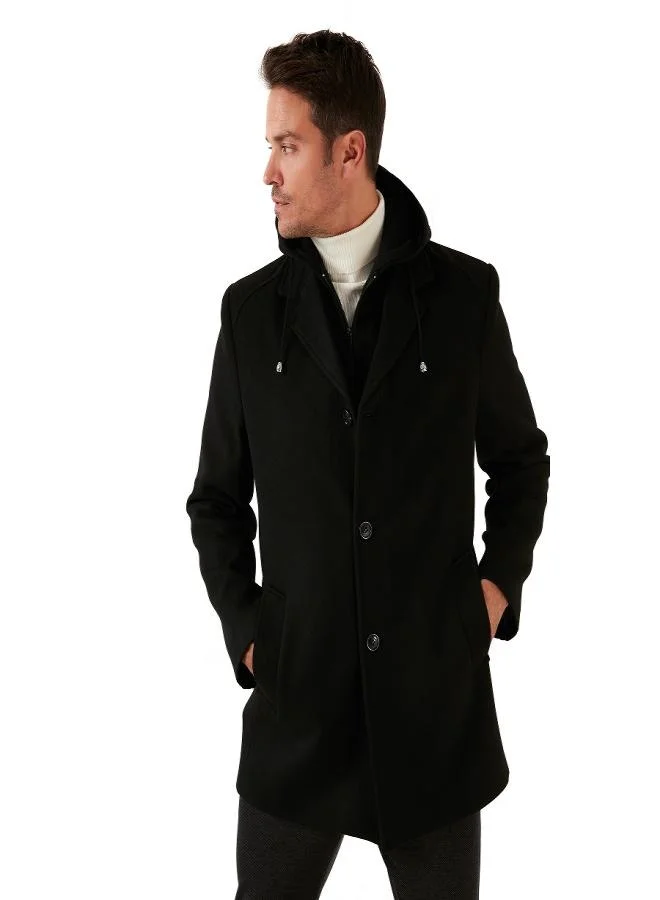 Buratti Buratti Removable Hooded Grey Slim Fit Cashmere Coat Men's COAT 5841013