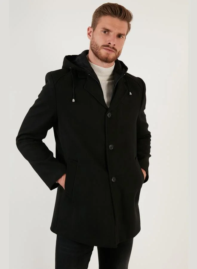 Buratti Buratti Removable Hooded Grey Slim Fit Cashmere Coat Men's COAT 5841013