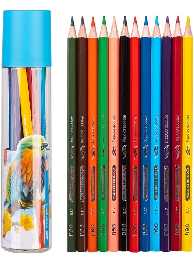 Deli Colored Pencils In Jar Colored Crayons In Tube For Children And Teens Suitable For School And Office Pack Of 12 - Image 5