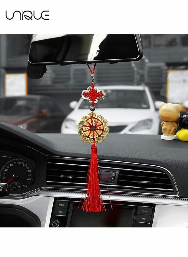 Unique 2 Pcs Car Pendant - Home Pendant - China Knot Red Rope Pendant - Lucky Copper Coin Pendant - Image 5