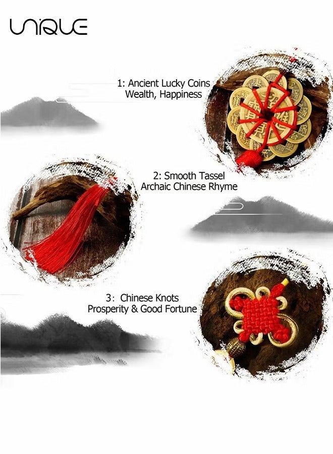 Unique 2 Pcs Car Pendant - Home Pendant - China Knot Red Rope Pendant - Lucky Copper Coin Pendant - Image 2